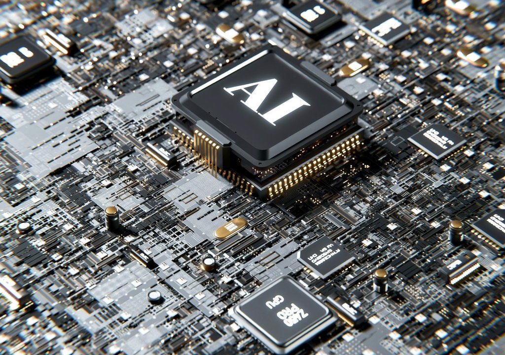 Close-up of a microchip labeled "AI" on a circuit board, representing the technology behind precise, verified hearing aid programming